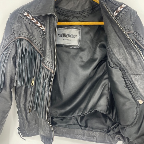 Unik Premium Leather Fringe Colorado Motorcycle Biker Jacket Coat Women’s Small - Picture 8 of 11